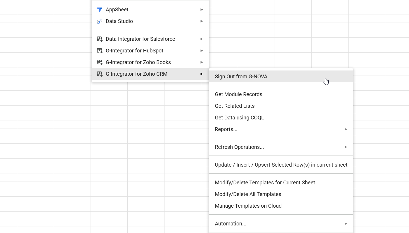 Zoho Sign in dialog
