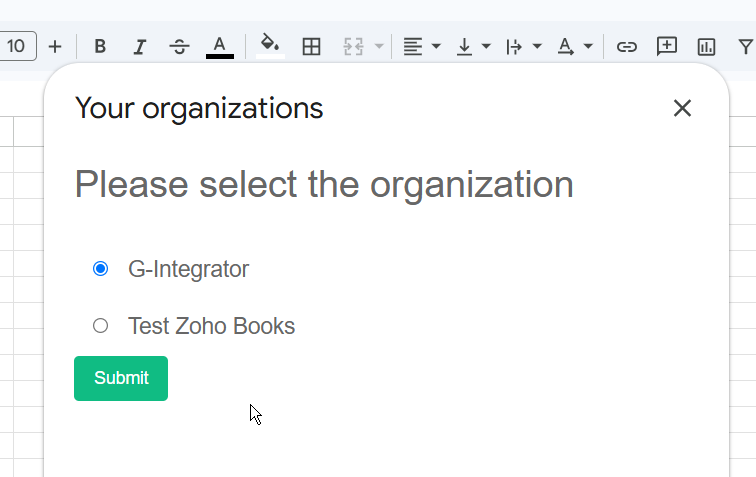 Zoho Books sign-in dialog