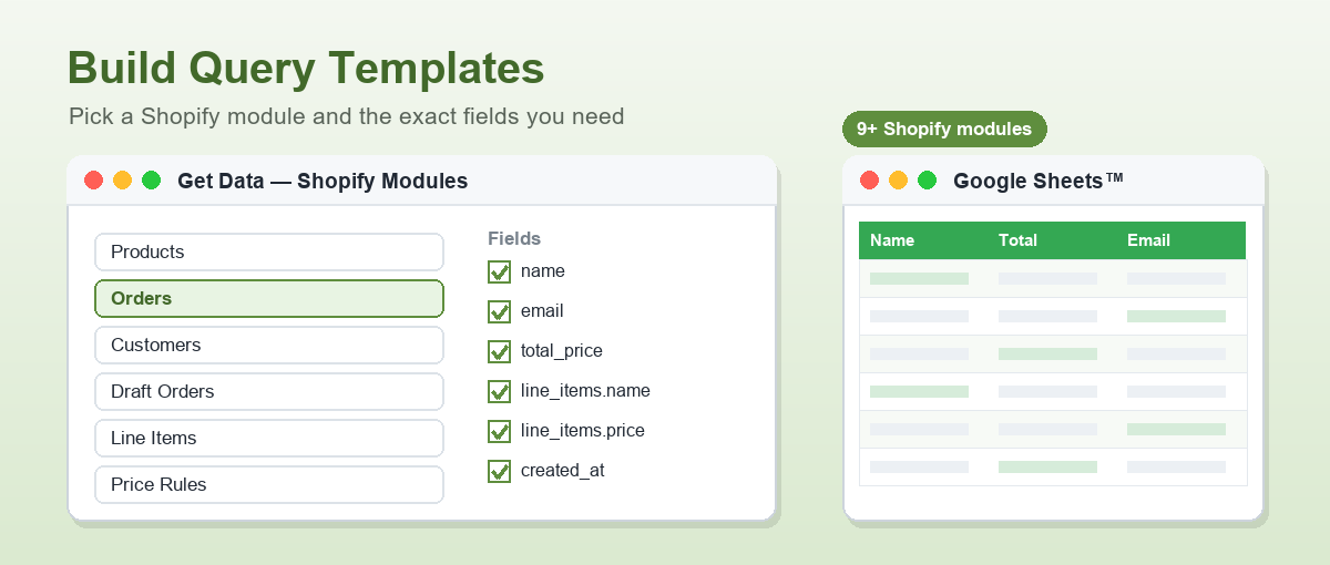 Build Shopify query templates